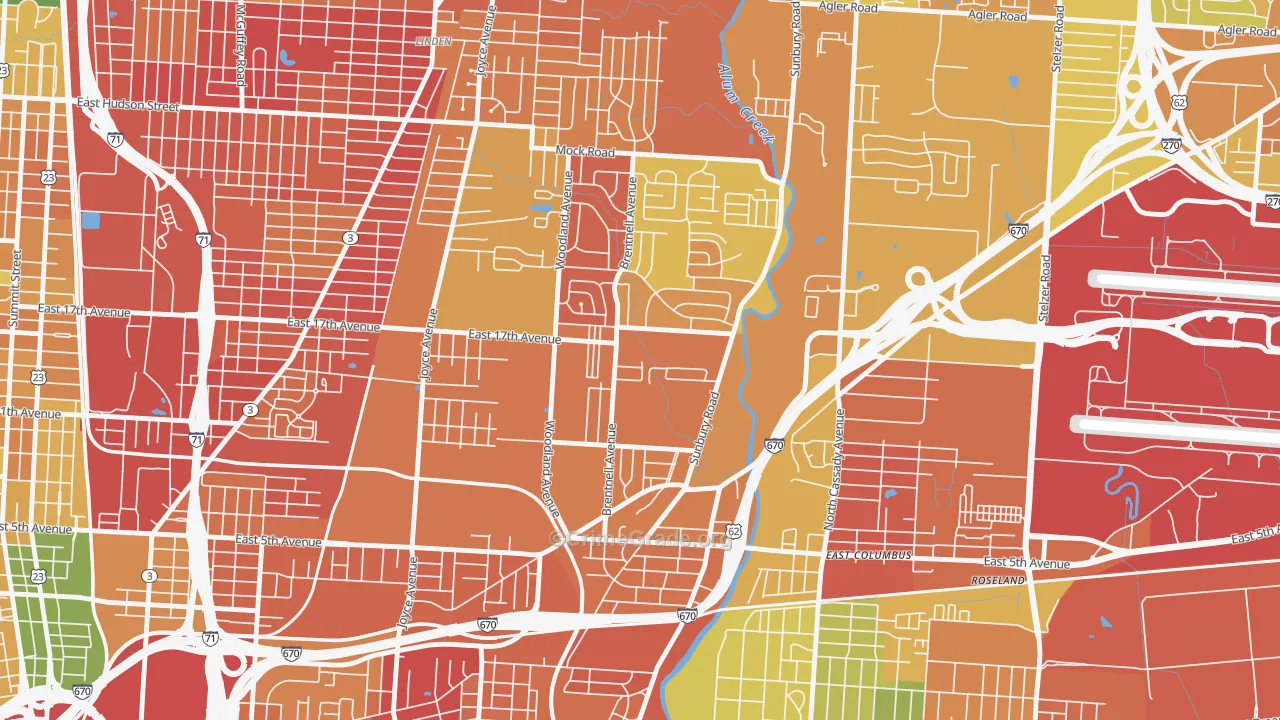 North Central, Columbus, OH Map of Burglary Rates