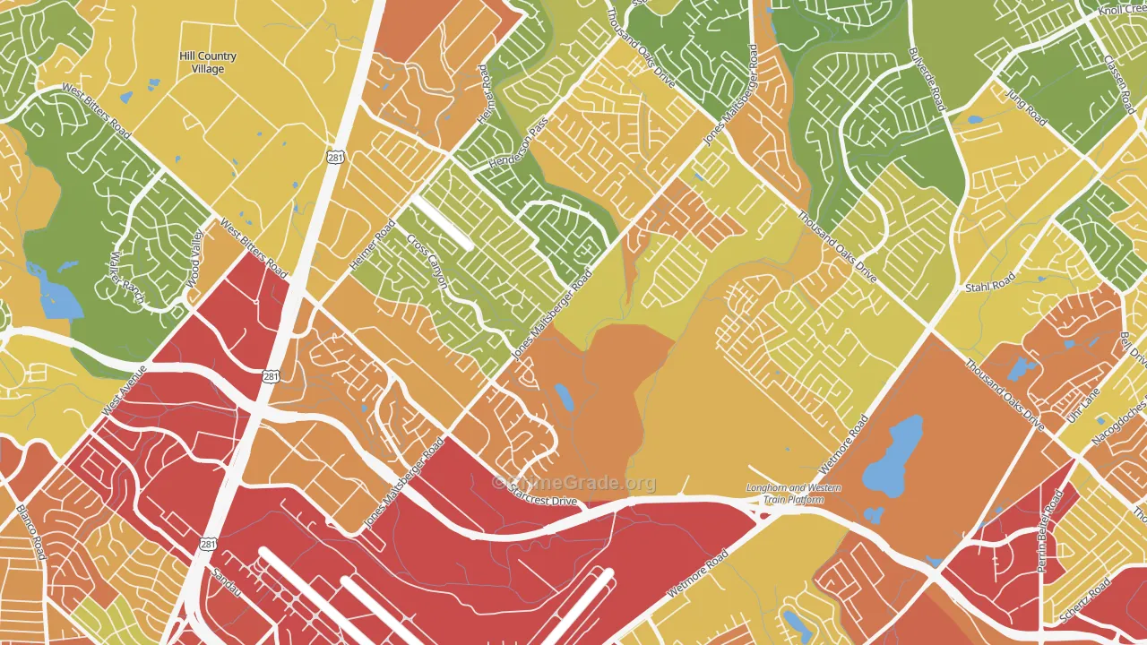 North Central Heritage, San Antonio, TX Map of Burglary Rates