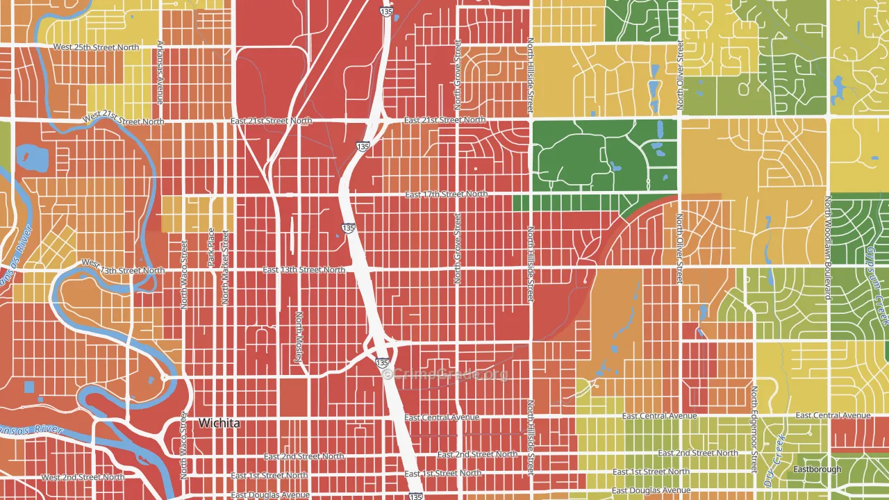 North Central, Wichita, KS Map of Burglary Rates