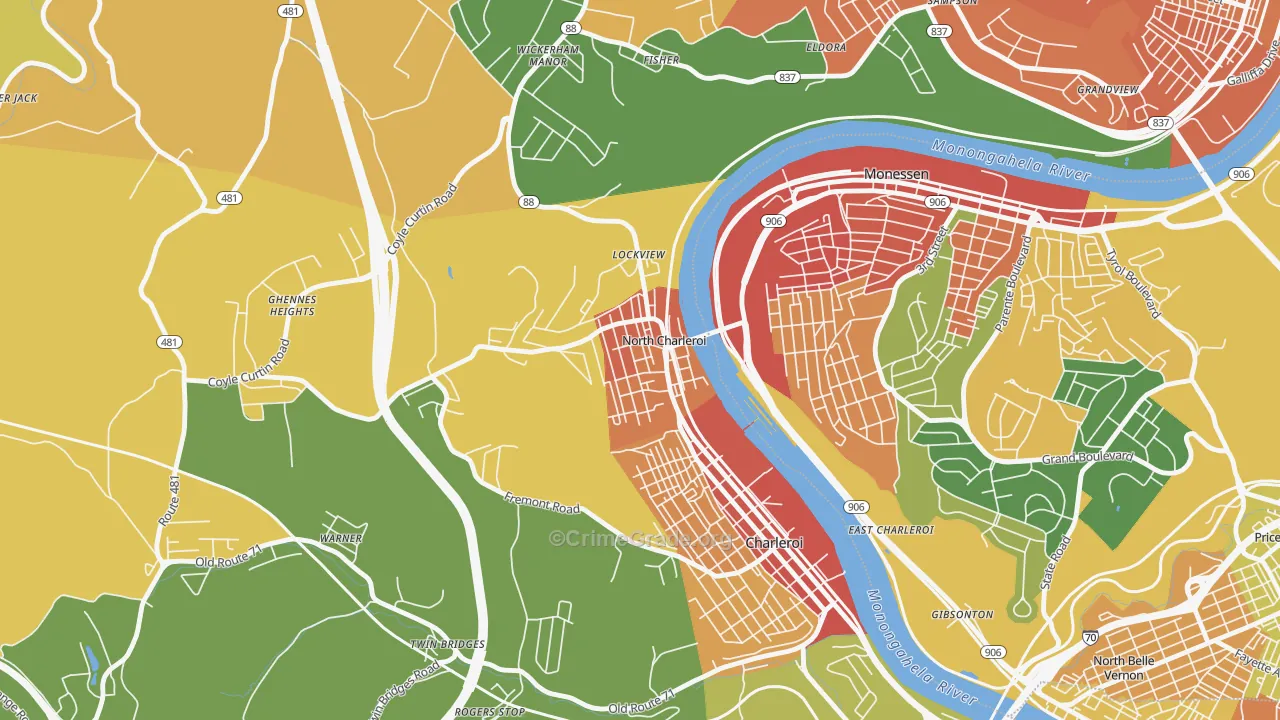 North Charleroi, PA Map of Burglary Rates