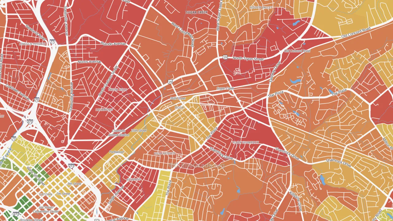 North Charlotte, Charlotte, NC Map of Burglary Rates