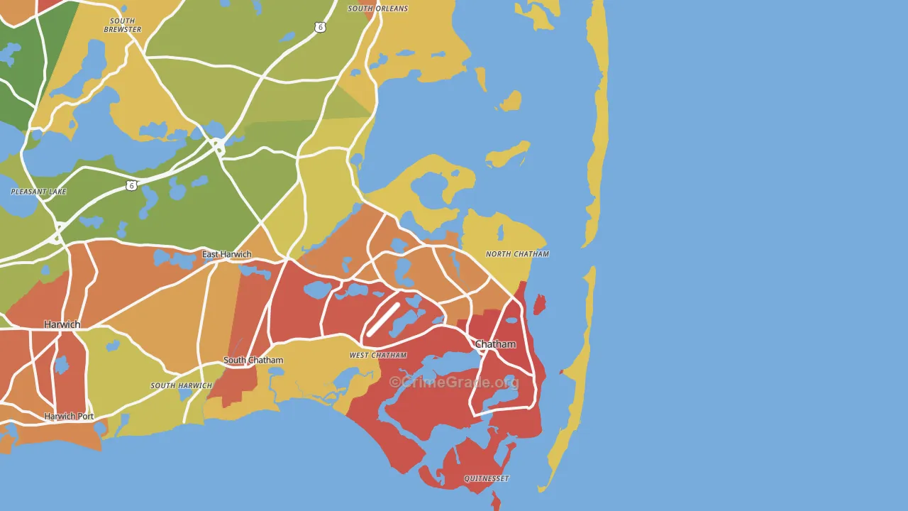 North Chatham, MA Map of Burglary Rates