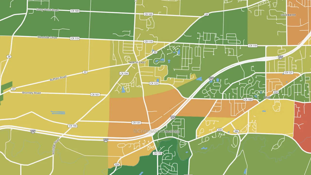 North Chili, NY Map of Burglary Rates