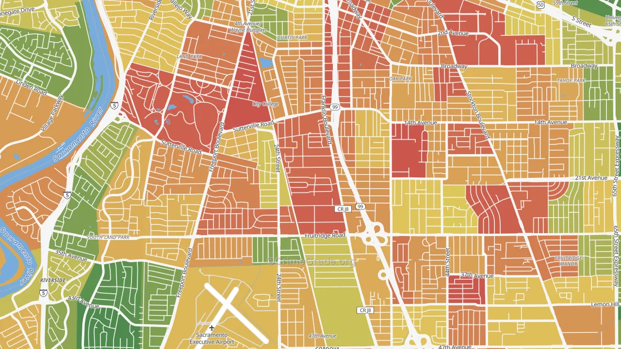 North City Farms, Sacramento, CA Map of Burglary Rates