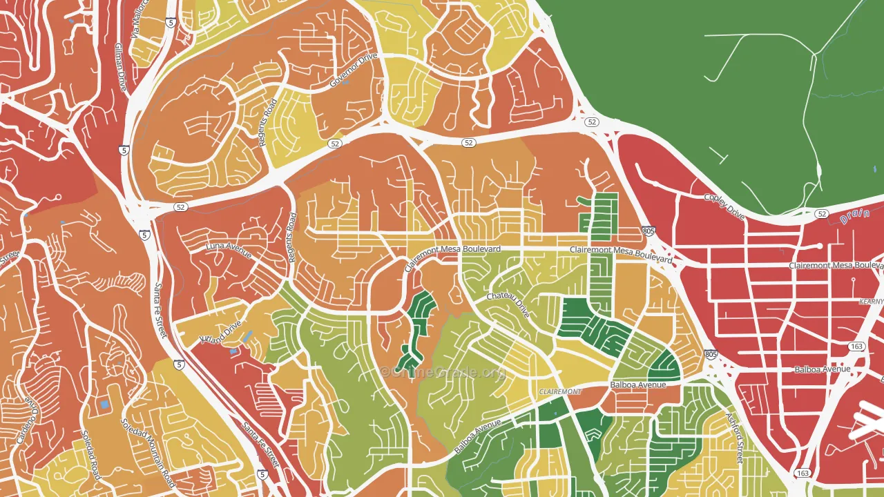 North Clairemont, San Diego, CA Map of Burglary Rates