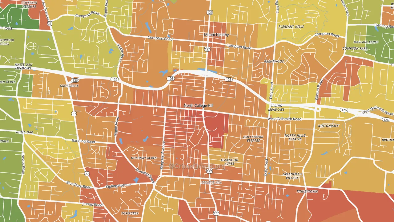 North College Hill, OH Map of Burglary Rates