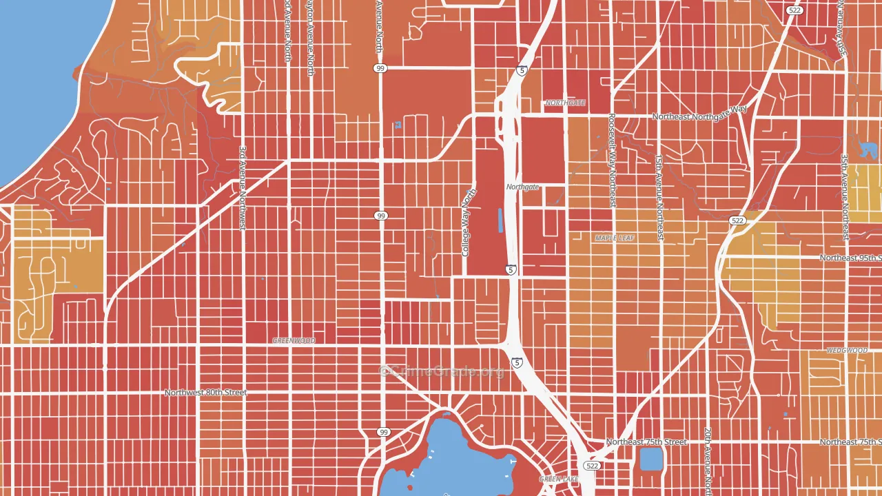 North College Park, Seattle, WA Map of Burglary Rates