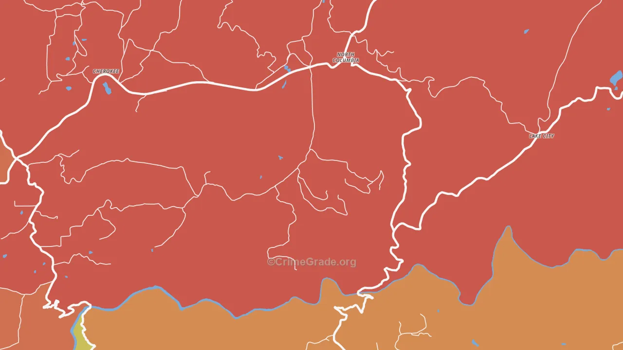 North Columbia, CA Map of Burglary Rates