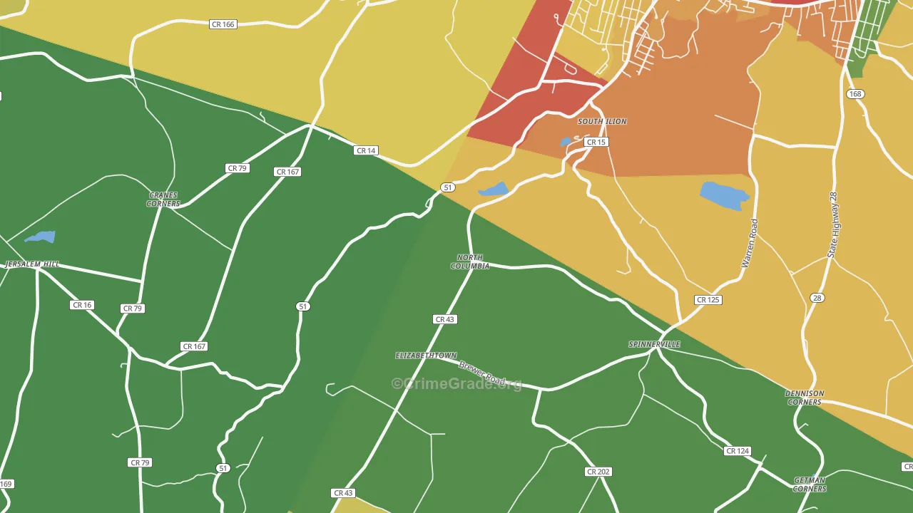 North Columbia, NY Map of Burglary Rates