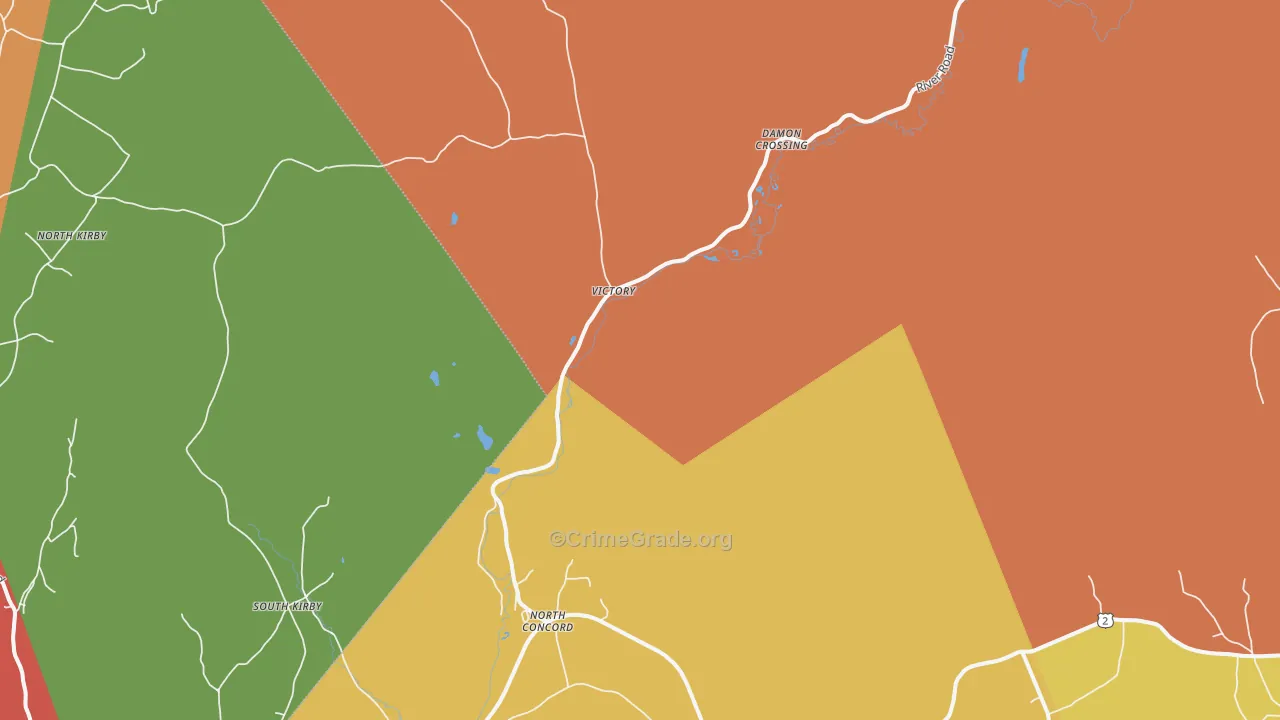 North Concord, VT Map of Burglary Rates