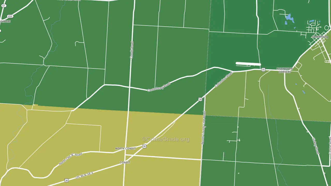 North Condit, OH Map of Burglary Rates