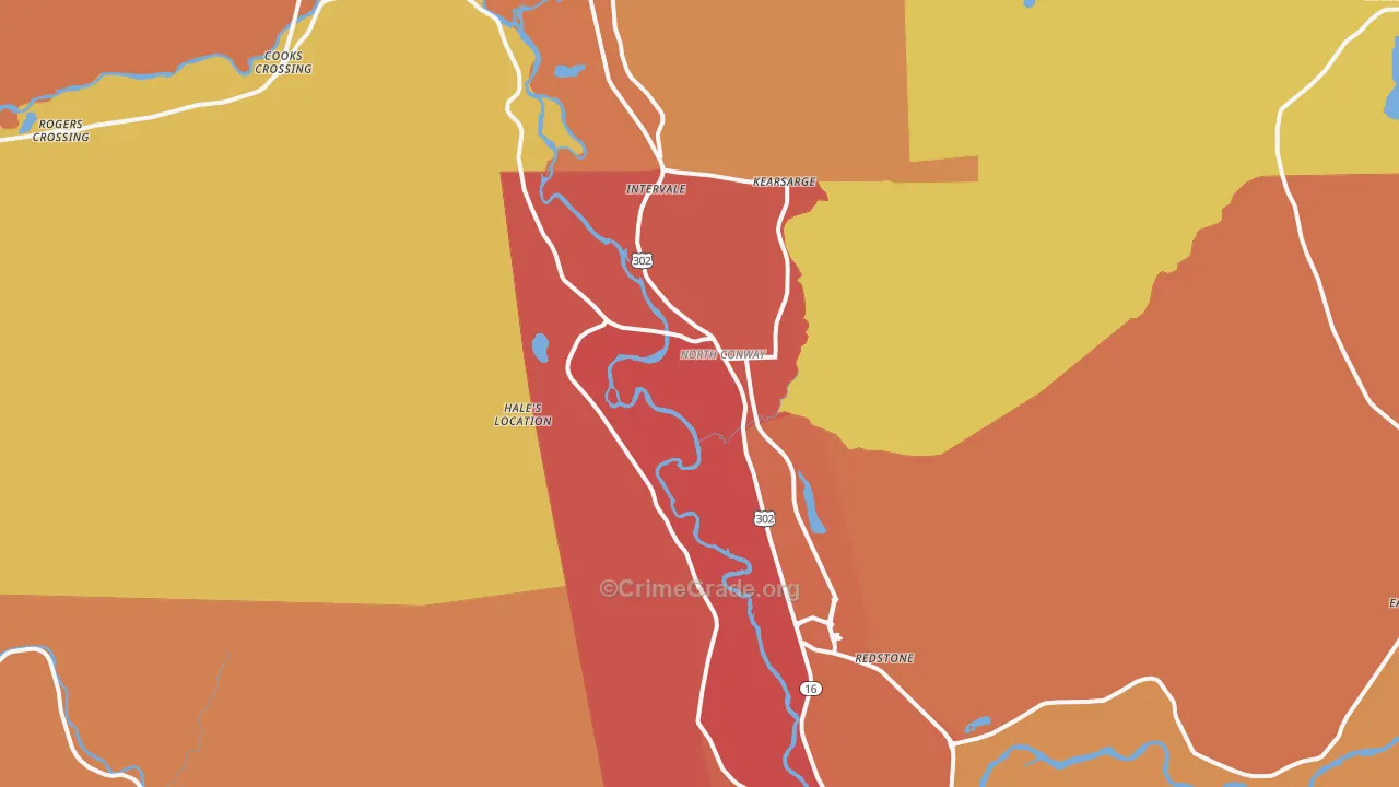 North Conway, NH Map of Burglary Rates