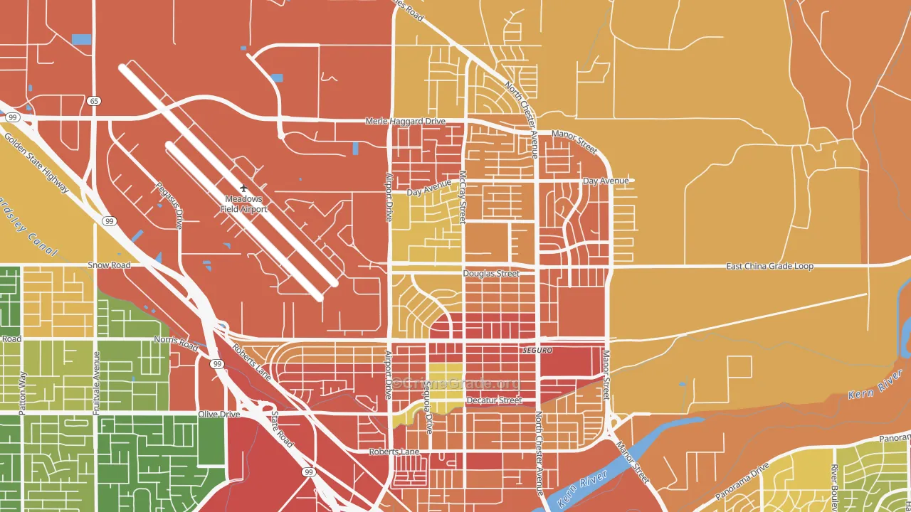 North Country Meadows, Oildale, CA Map of Burglary Rates