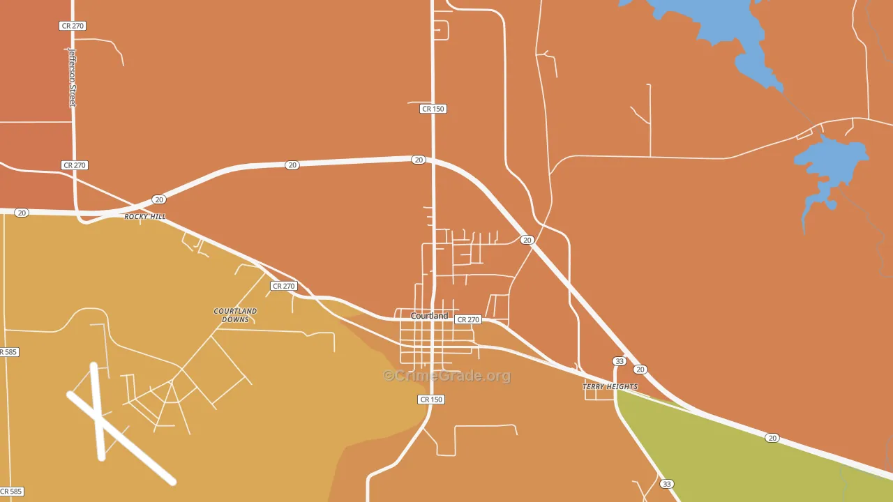 North Courtland, AL Map of Burglary Rates