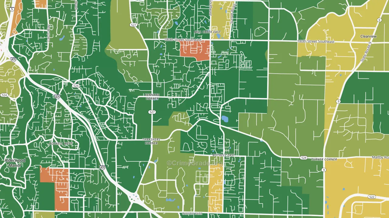 North Creek, Bothell, WA Map of Burglary Rates
