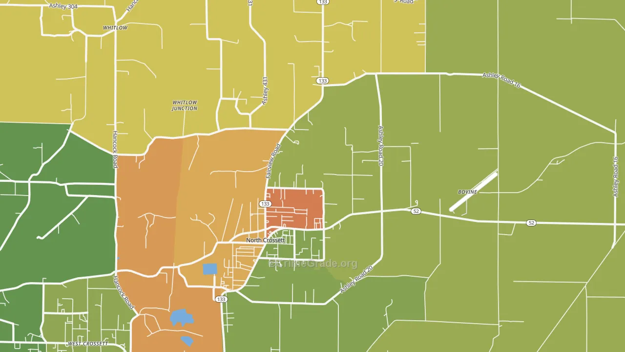 North Crossett, AR Map of Burglary Rates