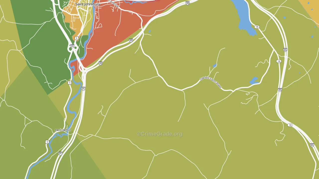 North Danville, VT Map of Burglary Rates