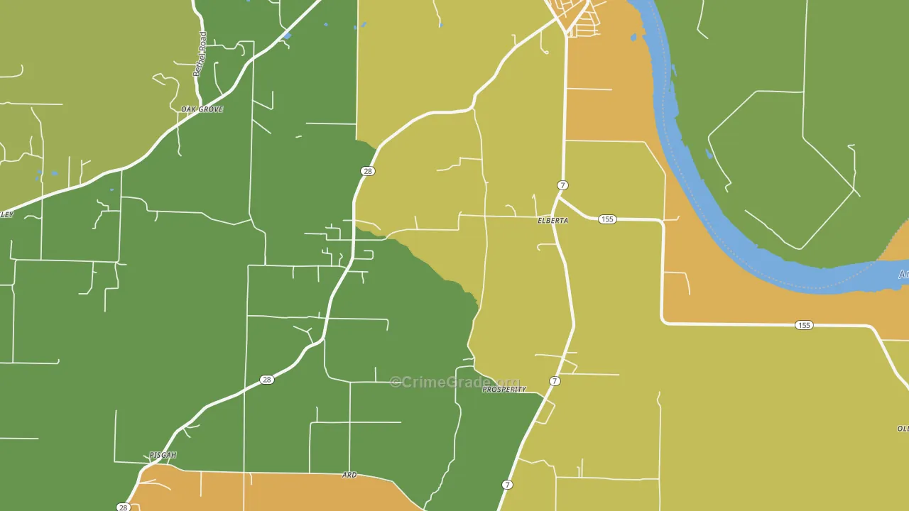 North Dardanelle, AR Map of Burglary Rates