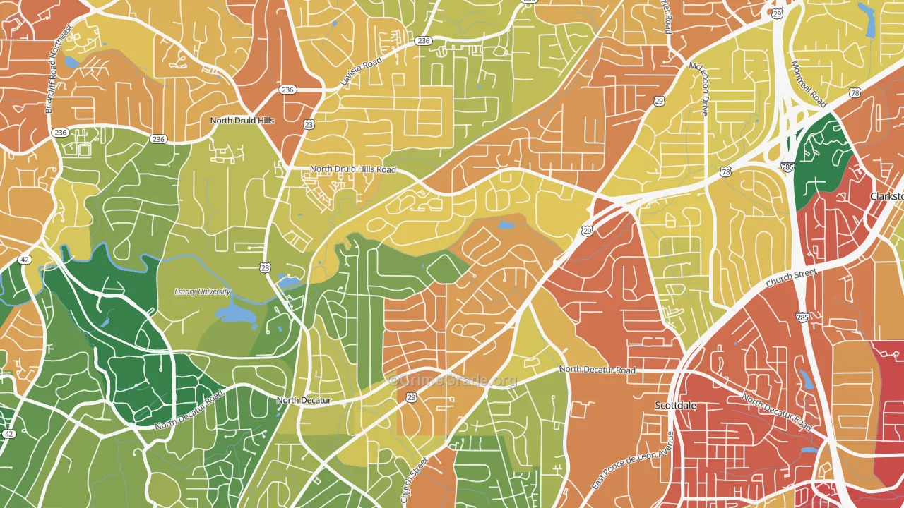 North Decatur, GA Map of Burglary Rates