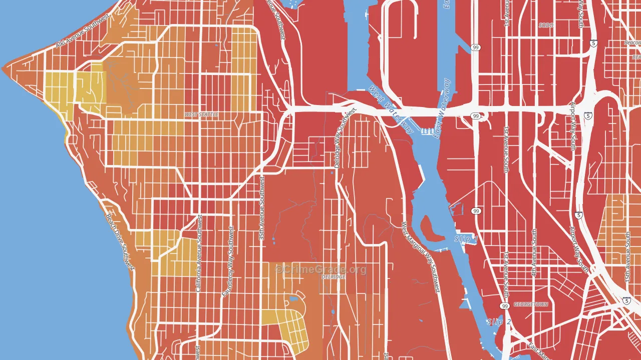 North Delridge, Seattle, WA Map of Burglary Rates