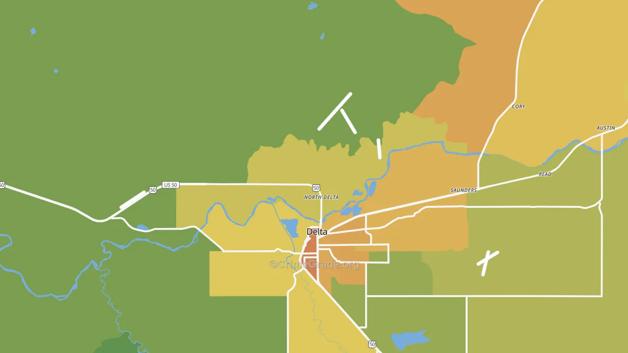 North Delta, CO Map of Burglary Rates