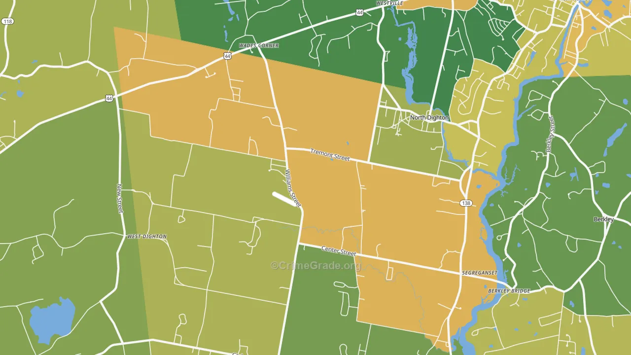 North Dighton, MA Map of Burglary Rates