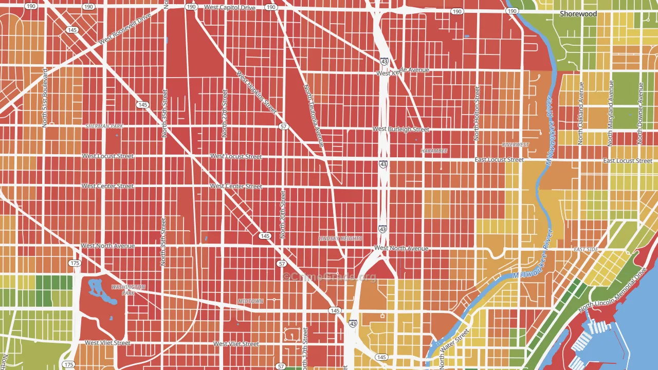 North Division, Milwaukee, WI Map of Burglary Rates