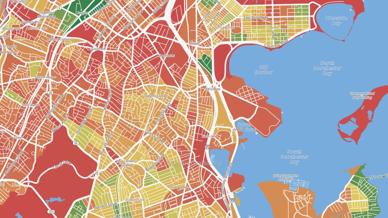 North Dorchester, Boston, MA Map of Burglary Rates
