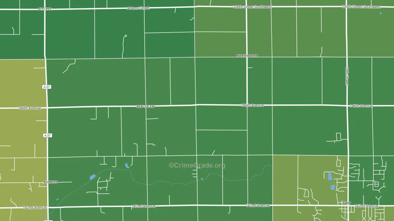 North Dorr, MI Map of Burglary Rates