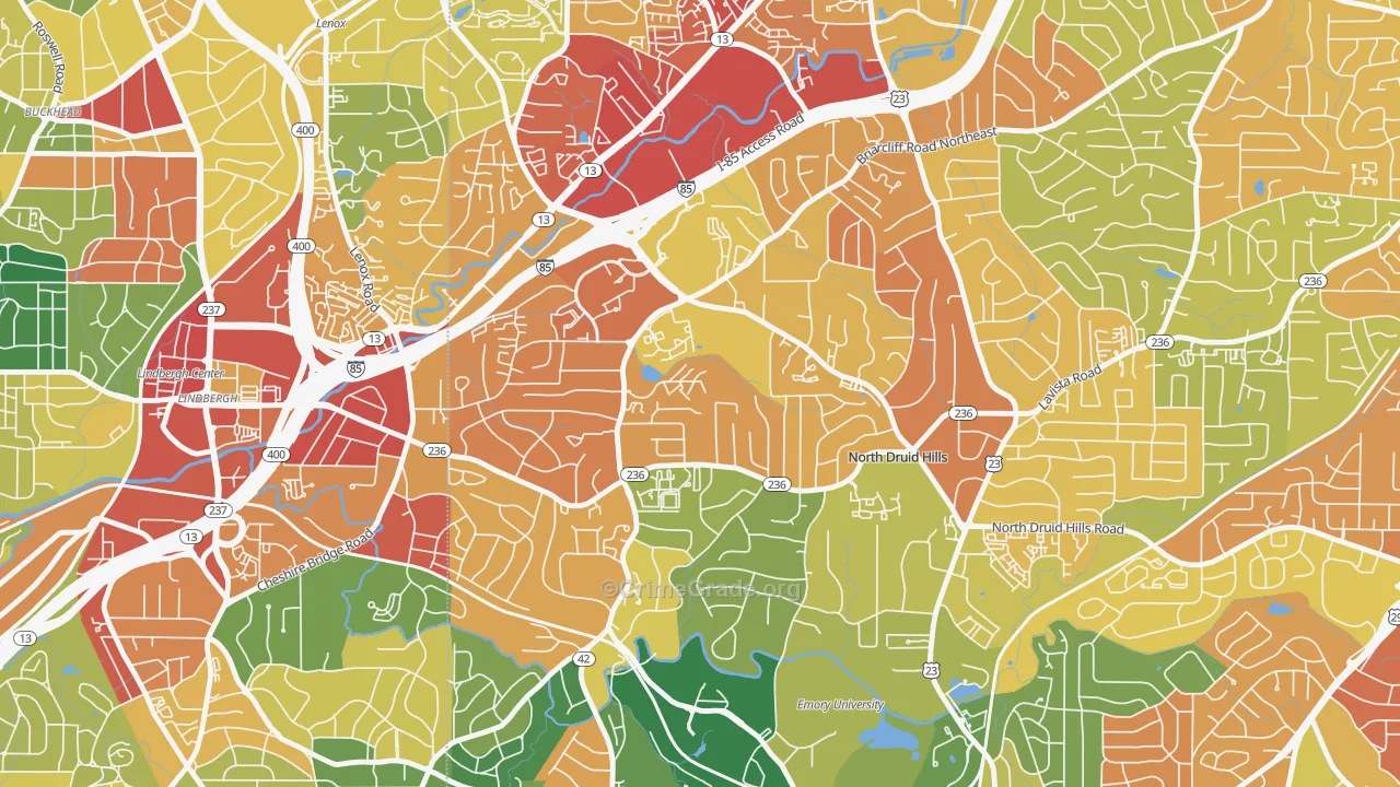 North Druid Hills, GA Map of Burglary Rates