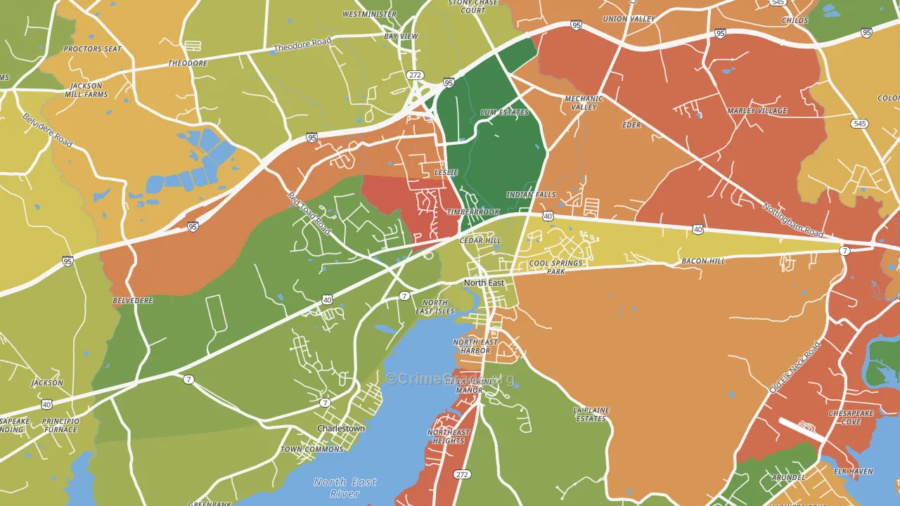 North East, MD Map of Burglary Rates