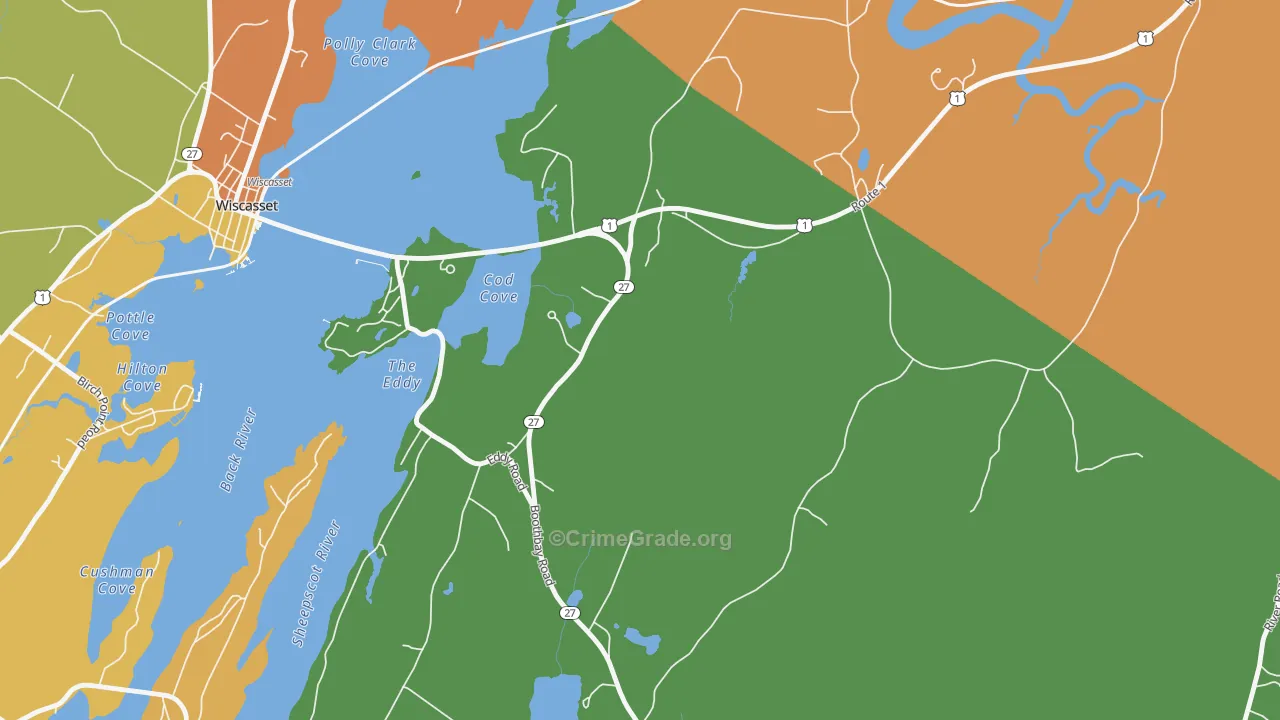 North Edgecomb, ME Map of Burglary Rates