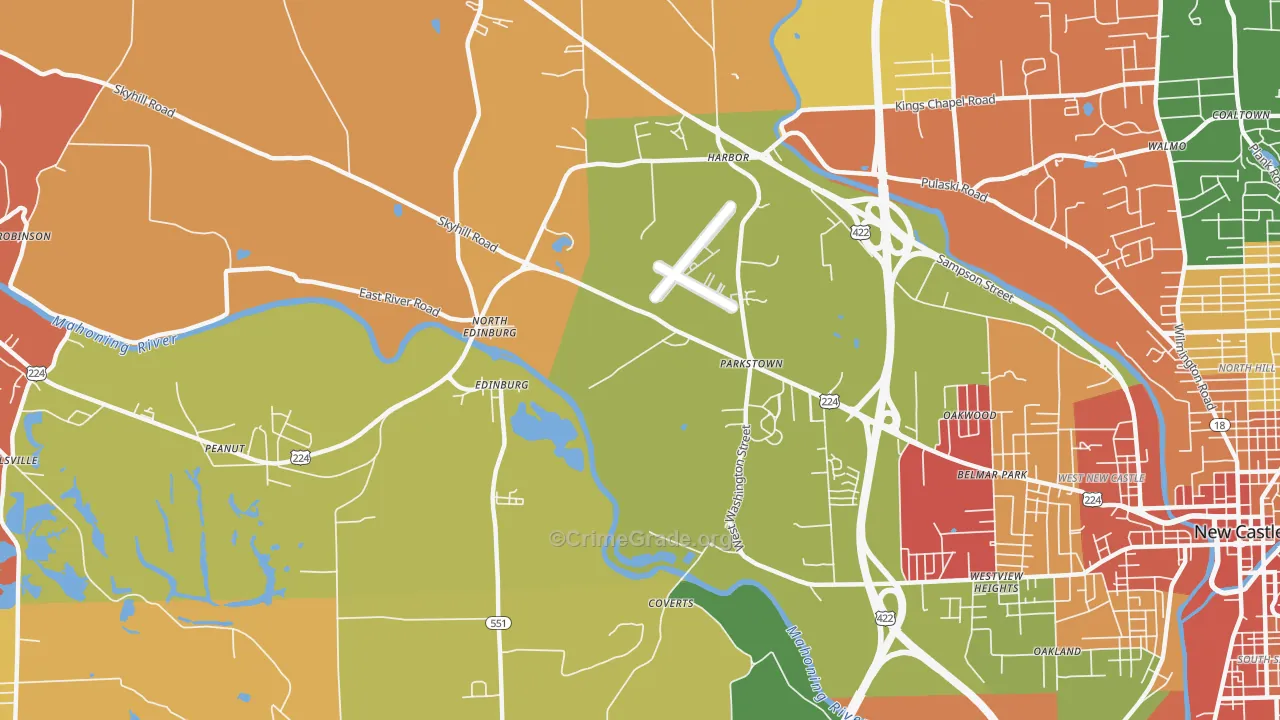 North Edinburg, PA Map of Burglary Rates