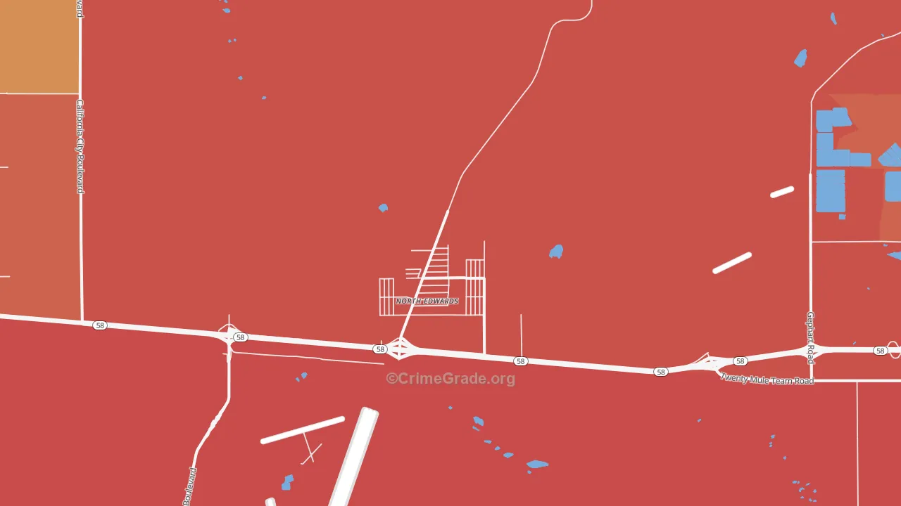North Edwards, CA Map of Burglary Rates
