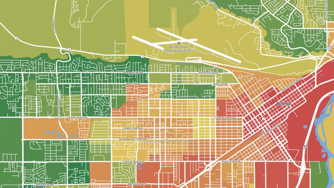 North Elevation, Billings, MT Map of Burglary Rates