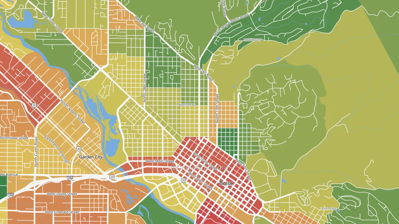 North End, Boise, ID Map of Burglary Rates