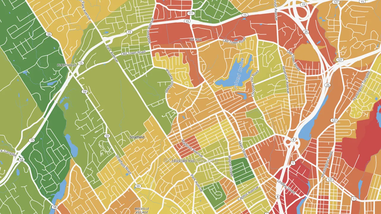 North End, Bridgeport, CT Map of Burglary Rates
