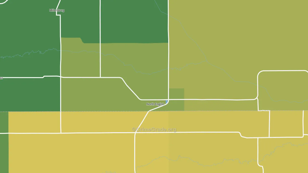North English, IA Map of Burglary Rates