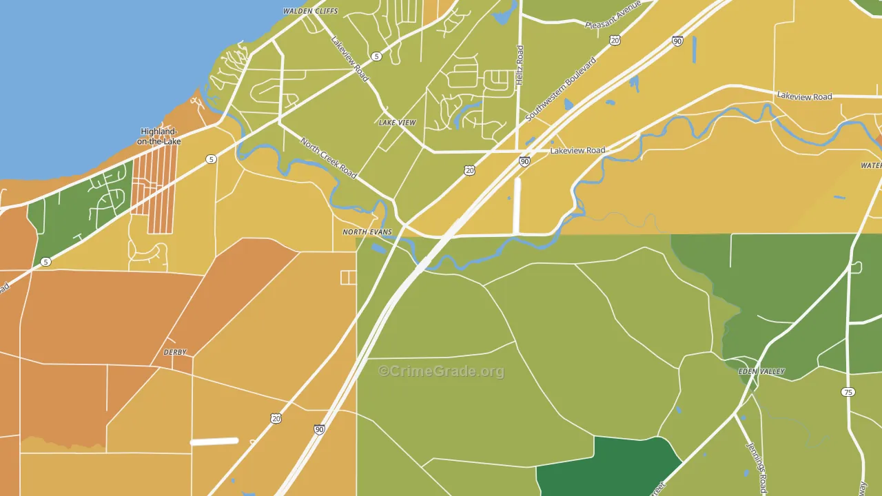 North Evans, NY Map of Burglary Rates