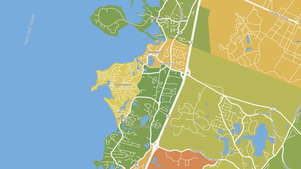 North Falmouth, MA Map of Burglary Rates