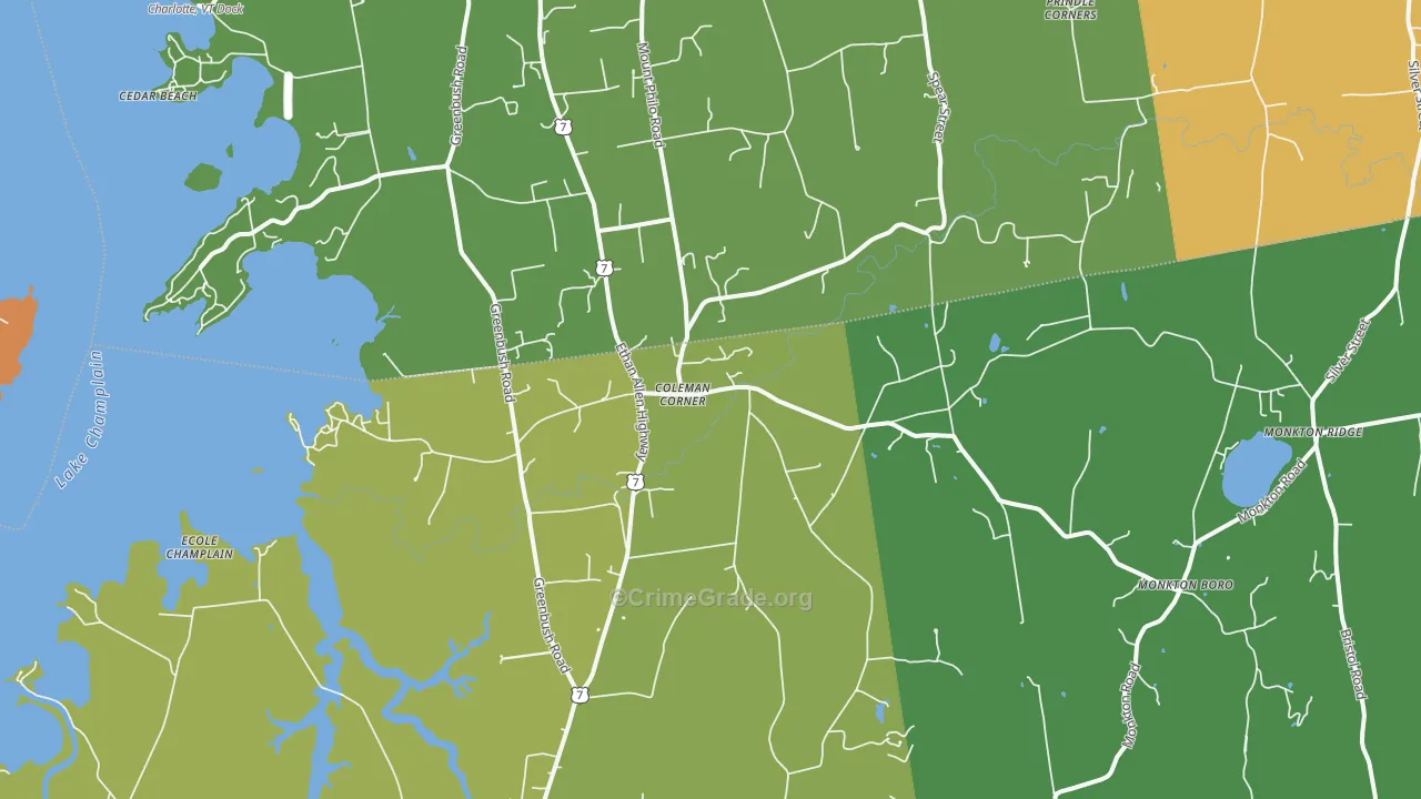 North Ferrisburgh, VT Map of Burglary Rates