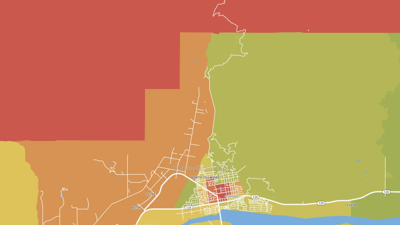 North Fillmore, CA Map of Burglary Rates