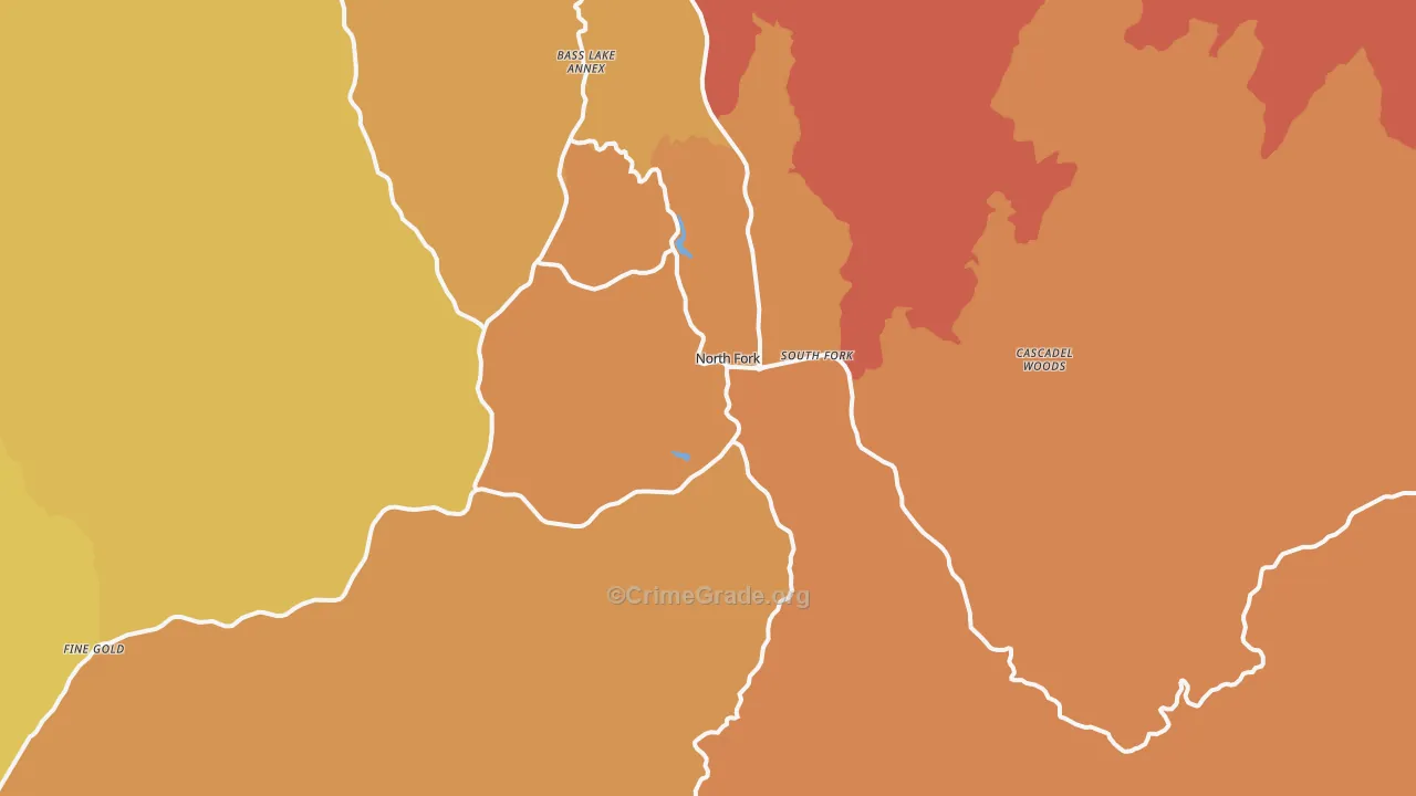 North Fork, CA Map of Burglary Rates