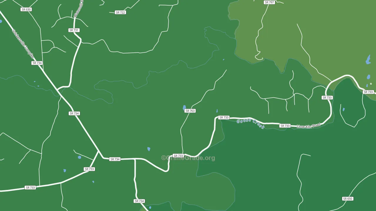 North Fork, VA Map of Burglary Rates