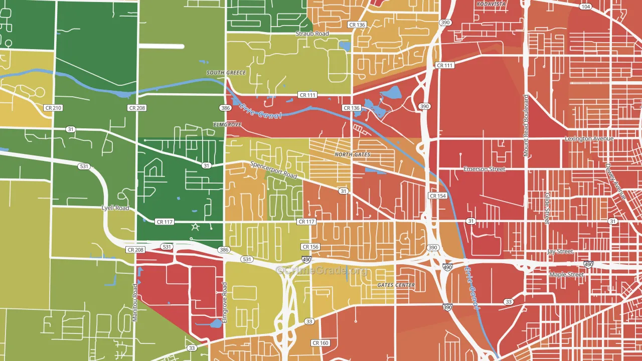North Gates, NY Map of Burglary Rates