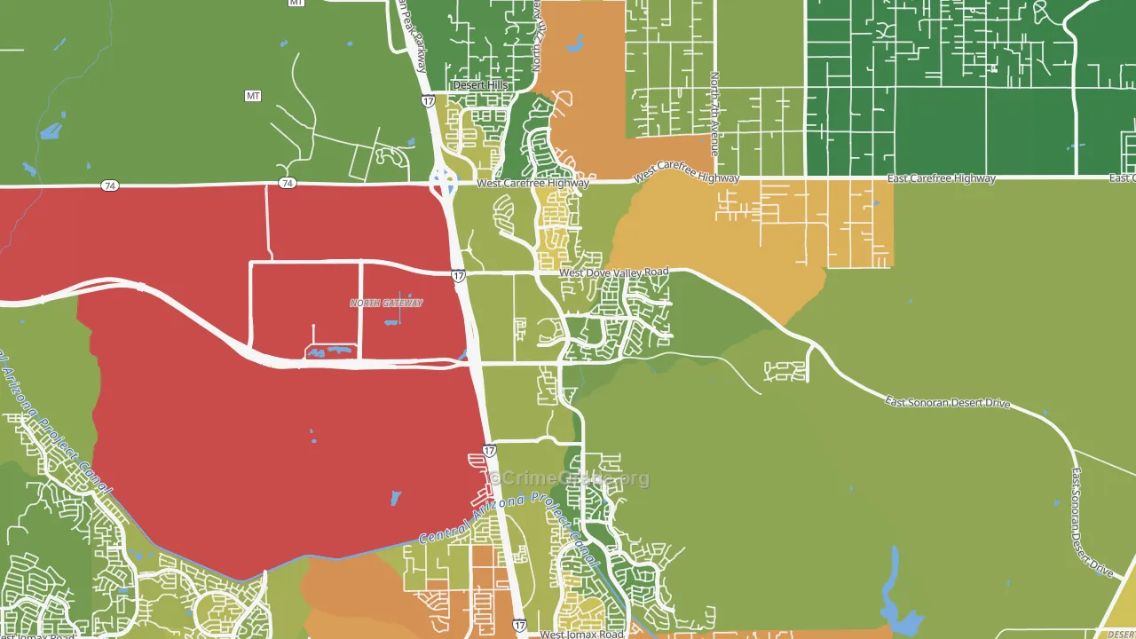 North Gateway, Phoenix, AZ Map of Burglary Rates