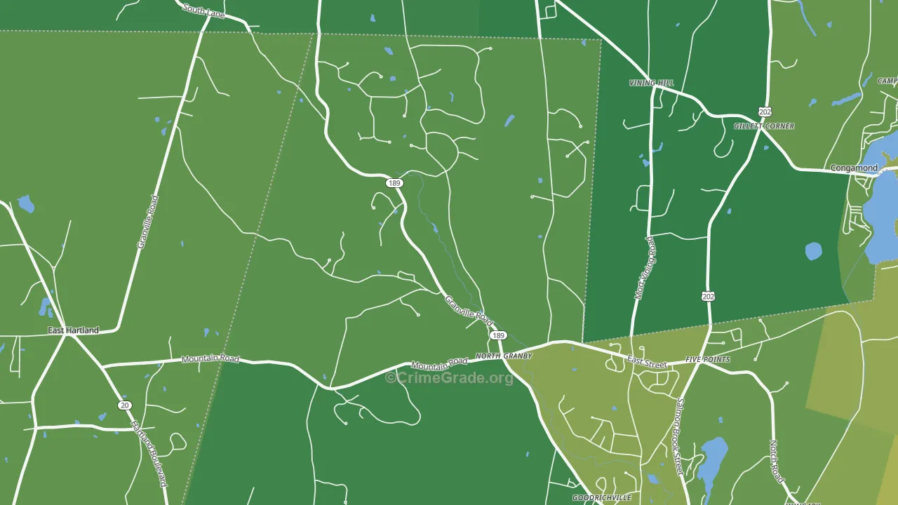 North Granby, CT Map of Burglary Rates
