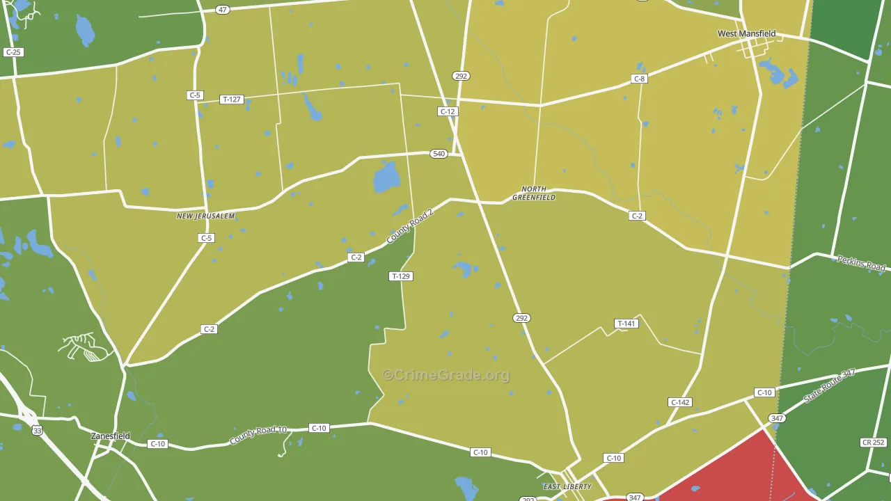 North Greenfield, OH Map of Burglary Rates