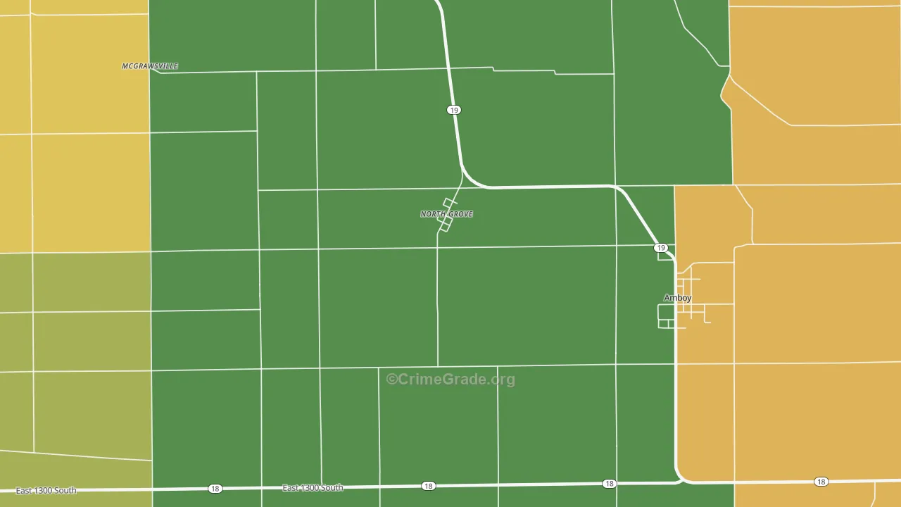 North Grove, IN Map of Burglary Rates