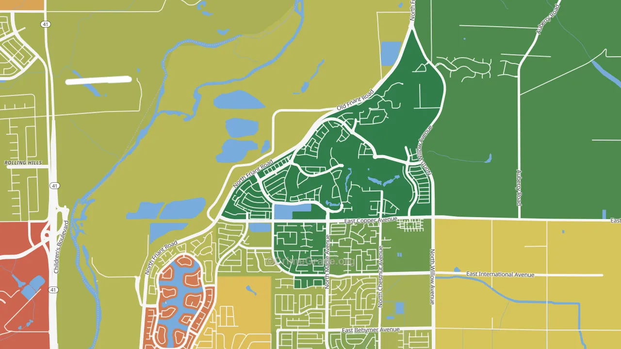North Growth Area, Fresno, CA Map of Burglary Rates